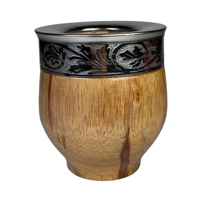 Mate Imperial De Algarrobo Con Virola De Alpaca Con Bombilla