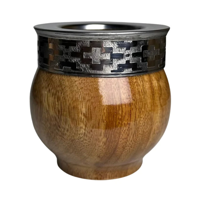 Mate Imperial De Algarrobo Con Virola De Alpaca Con Bombilla