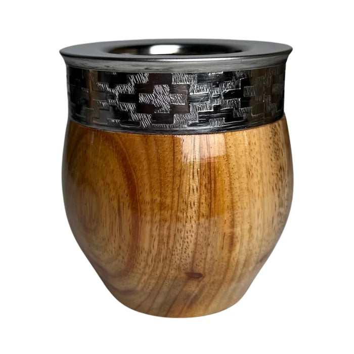 Mate Imperial De Algarrobo Con Virola De Alpaca Con Bombilla