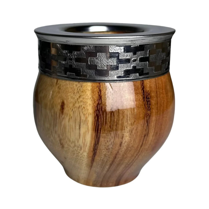 Mate Imperial De Algarrobo Con Virola De Alpaca Con Bombilla