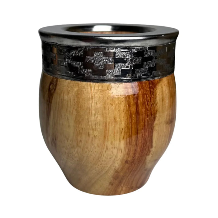 Mate Imperial De Algarrobo Con Virola De Alpaca Con Bombilla