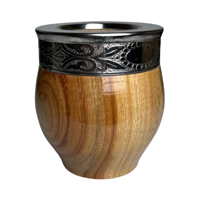 Mate Imperial De Algarrobo Con Virola De Alpaca Con Bombilla