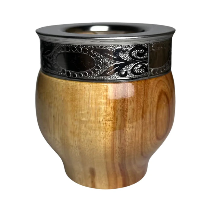 Mate Imperial De Algarrobo Con Virola De Alpaca Con Bombilla