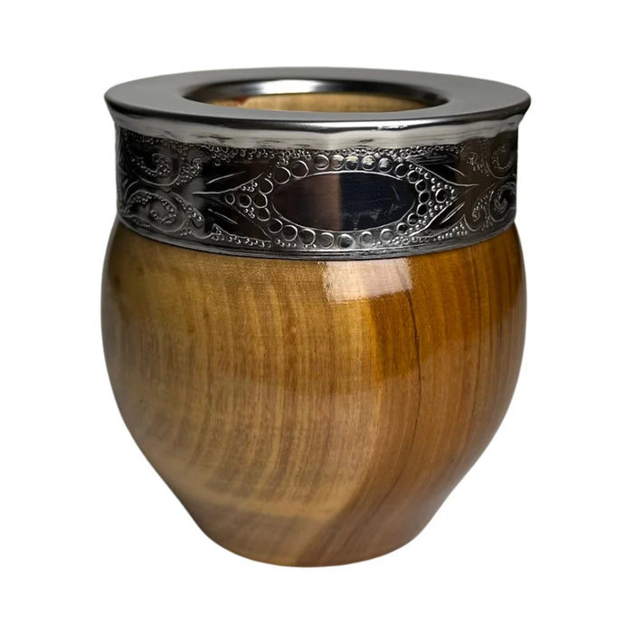 Mate Imperial De Algarrobo Con Virola De Alpaca Con Bombilla