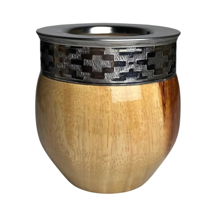 Mate Imperial De Algarrobo Con Virola De Alpaca Con Bombilla