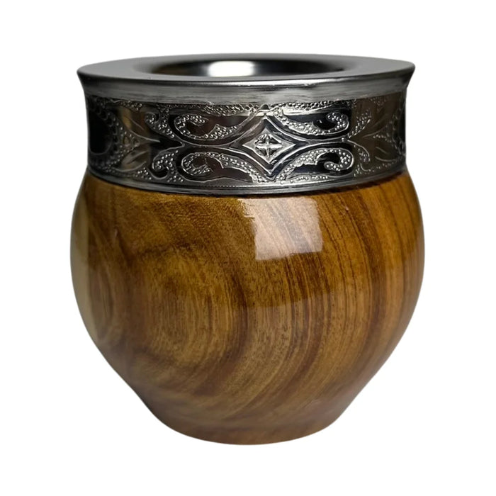 Mate Imperial De Algarrobo Con Virola De Alpaca Con Bombilla