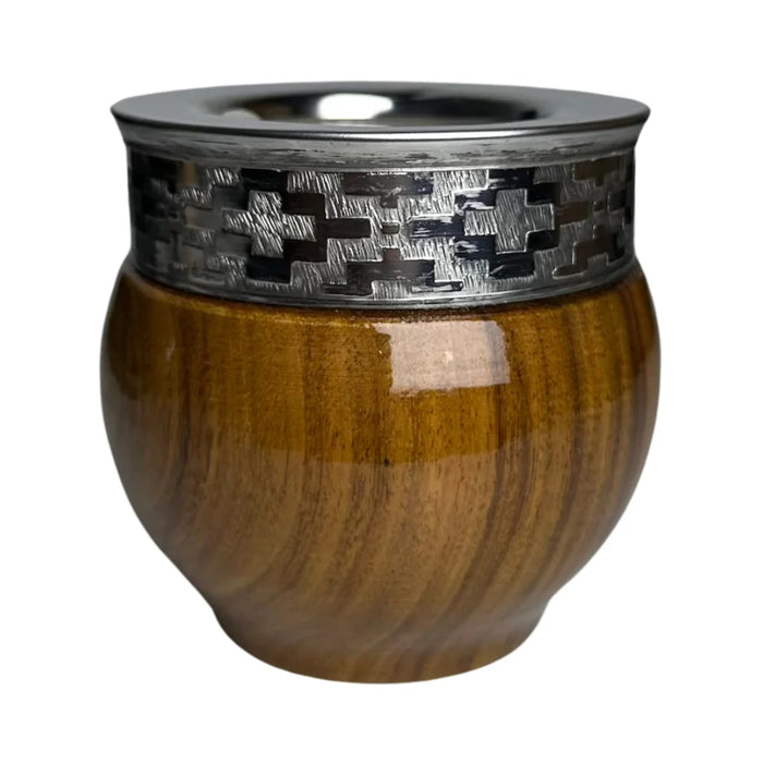 Mate Imperial De Algarrobo Con Virola De Alpaca Con Bombilla