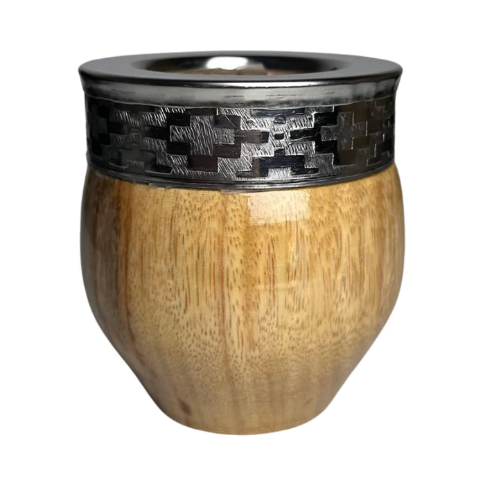 Mate Imperial De Algarrobo Con Virola De Alpaca Con Bombilla