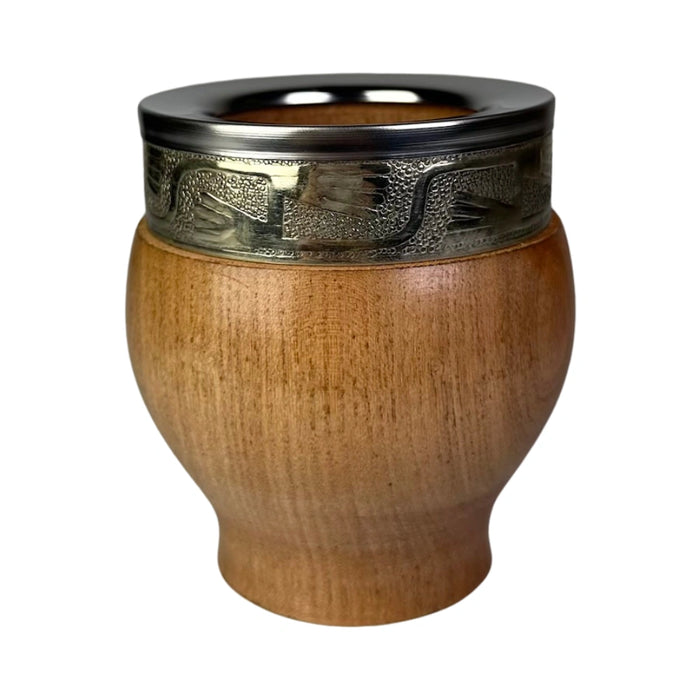 Mate Imperial De Algarrobo Con Virola De Alpaca Con Bombilla