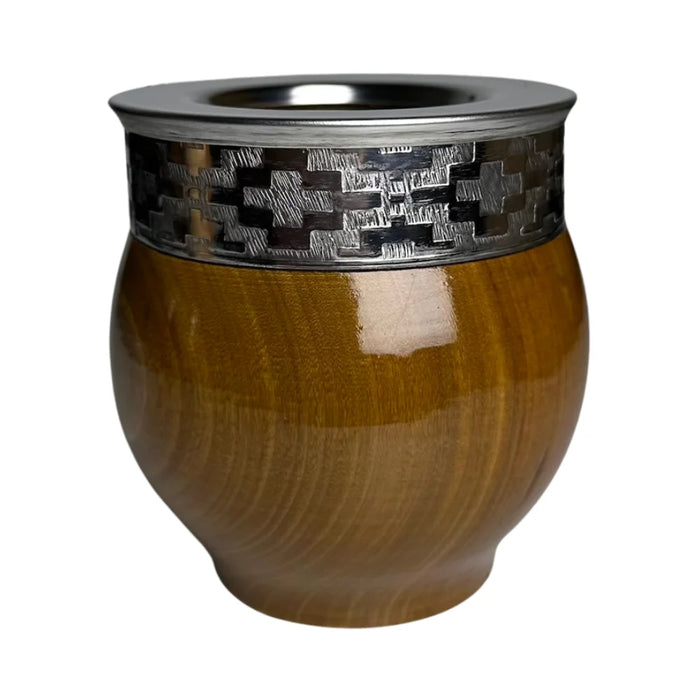 Mate Imperial De Algarrobo Con Virola De Alpaca Con Bombilla