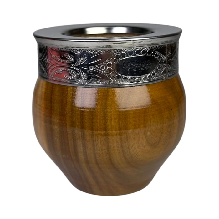 Mate Imperial De Algarrobo Con Virola De Alpaca Con Bombilla