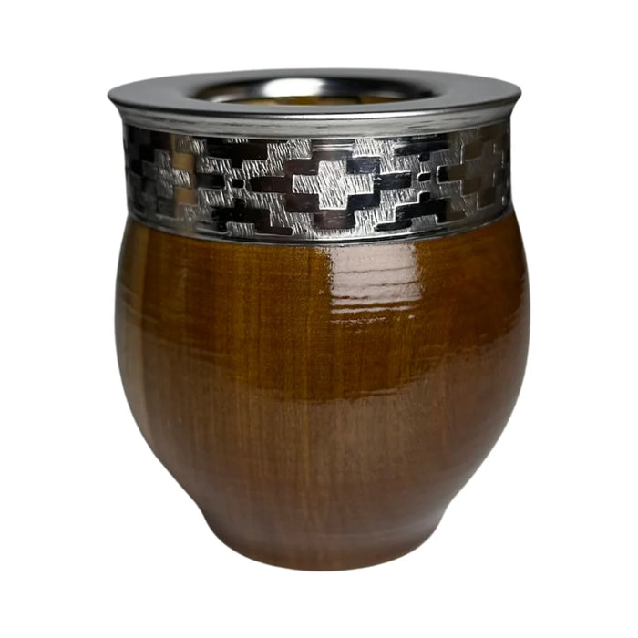Mate Imperial De Algarrobo Con Virola De Alpaca Con Bombilla