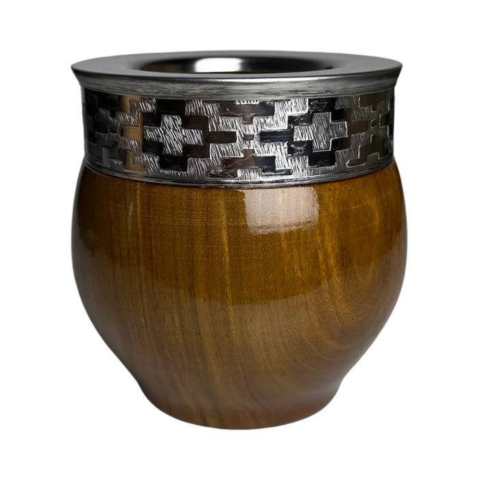 Mate Imperial De Algarrobo Con Virola De Alpaca Con Bombilla