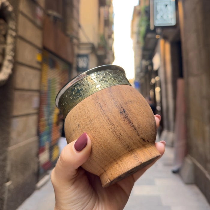 Mate Imperial De Algarrobo Con Virola De Alpaca