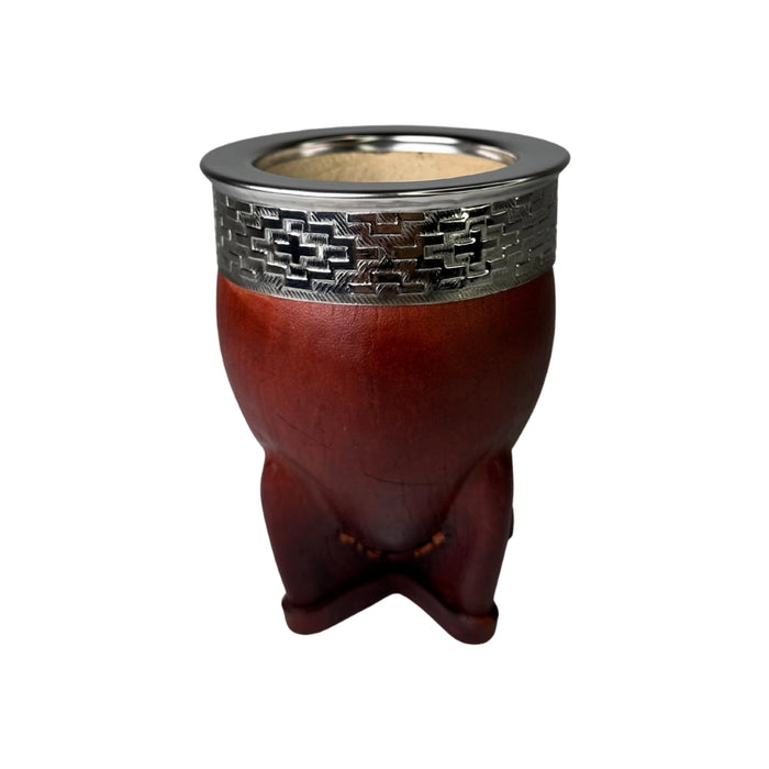 Mate Imperial De Calabaza Con Cuero Borravino y Virola De Alpaca
