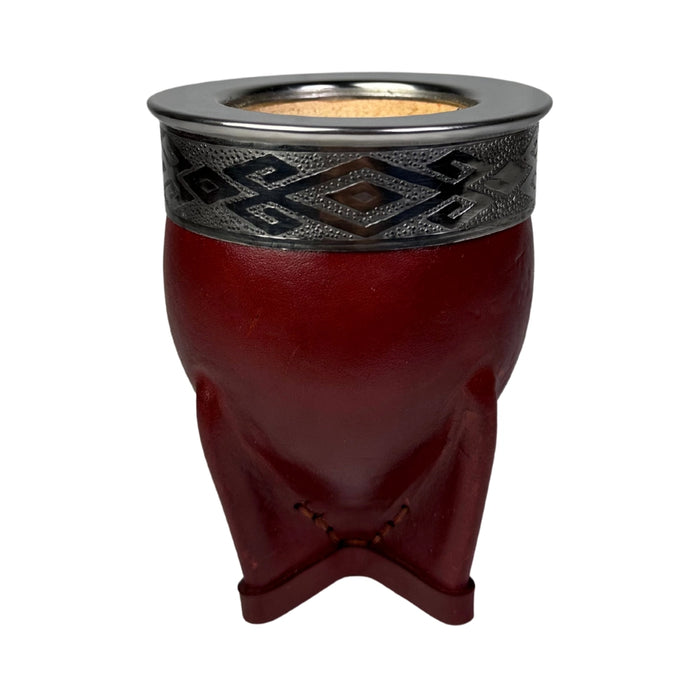 Mate Imperial De Calabaza Con Cuero Borravino y Virola De Alpaca