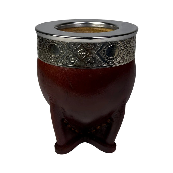 Mate Imperial De Calabaza Con Cuero Borravino y Virola De Alpaca