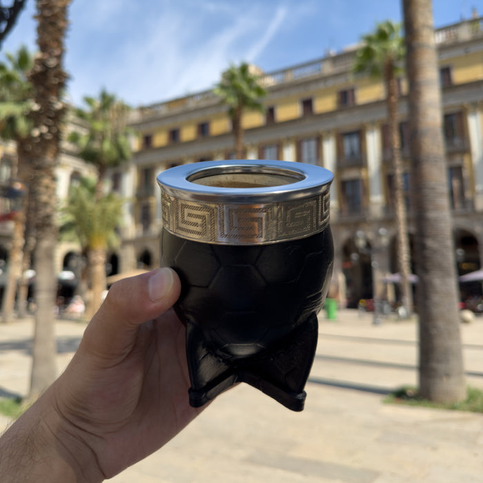 Mate Imperial De Calabaza Con Cuero Labrado y Virola De Alpaca