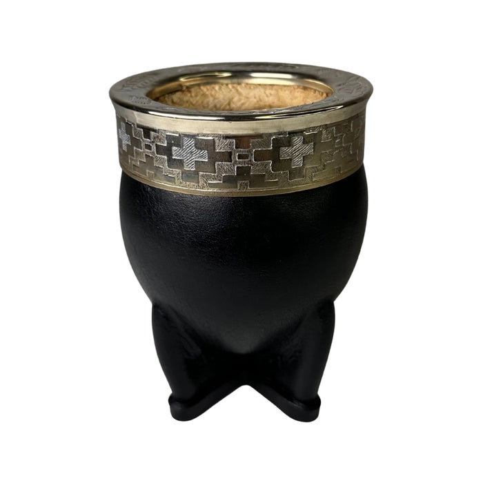 Mate Imperial De Calabaza Con Cuero y Virola De Alpaca Cincelada