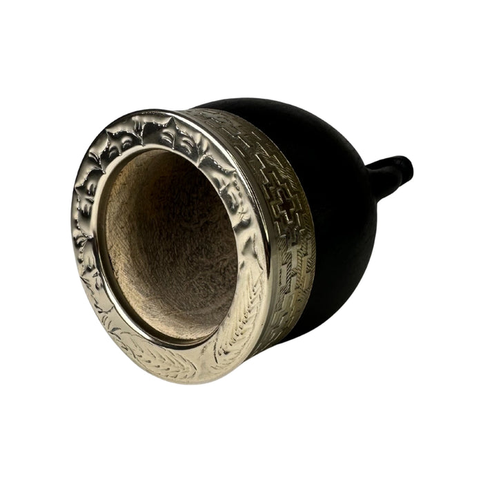Mate Imperial De Calabaza Con Cuero y Virola De Alpaca Cincelada