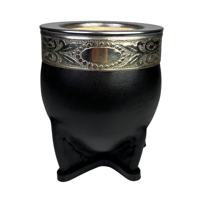 Mate Imperial De Calabaza Con Cuero y Virola De Alpaca Con Bombilla
