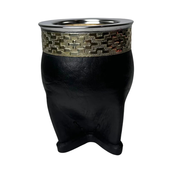 Mate Imperial De Calabaza Con Cuero y Virola De Alpaca Con Bombilla