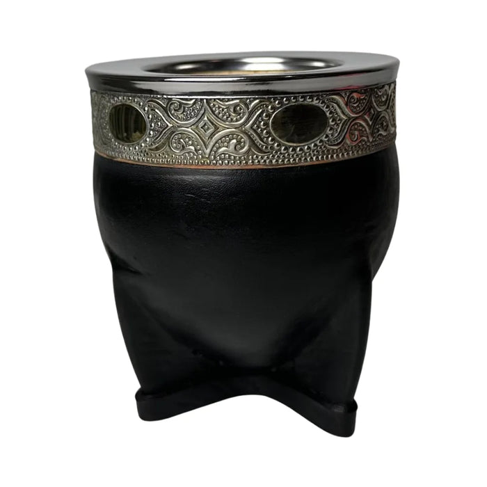 Mate Imperial De Calabaza Con Cuero y Virola De Alpaca Con Bombilla