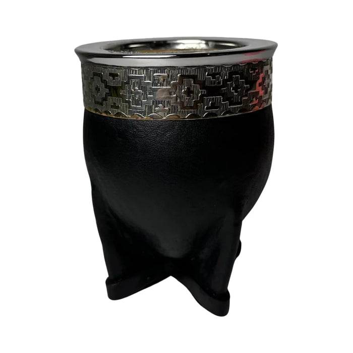 Mate Imperial De Calabaza Con Cuero y Virola De Alpaca Con Bombilla