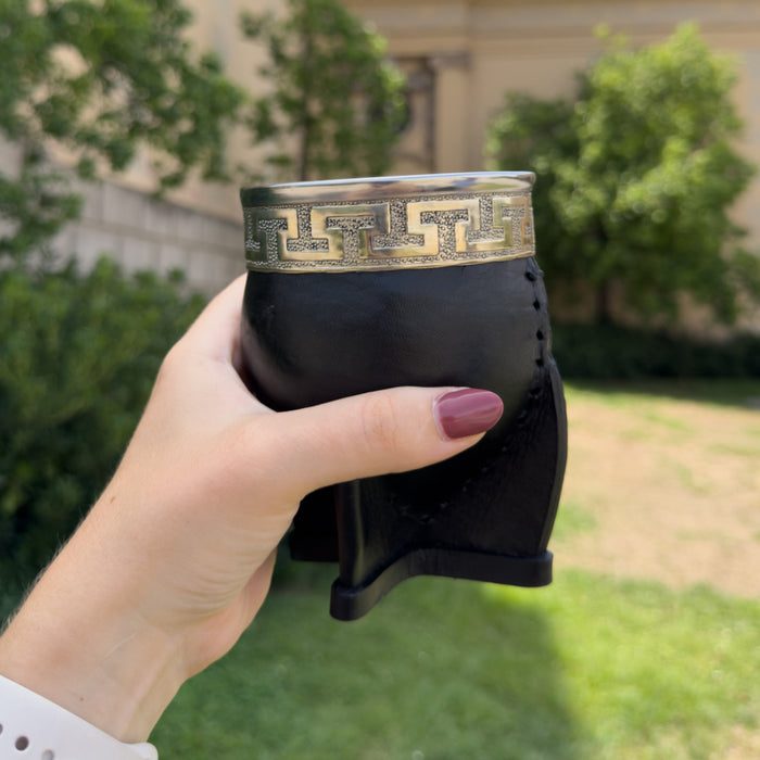 Mate Imperial De Calabaza Con Cuero y Virola De Alpaca