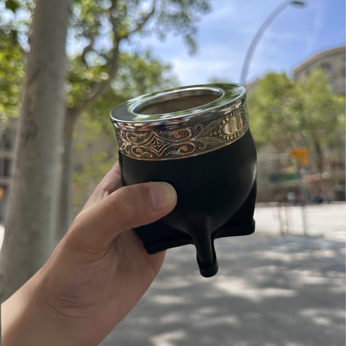 Mate Imperial De Calabaza Con Cuero y Virola De Alpaca