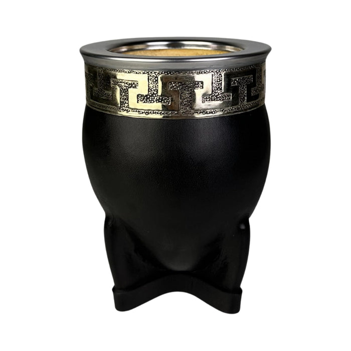 Mate Imperial De Calabaza Con Cuero y Virola De Alpaca Con Bombilla