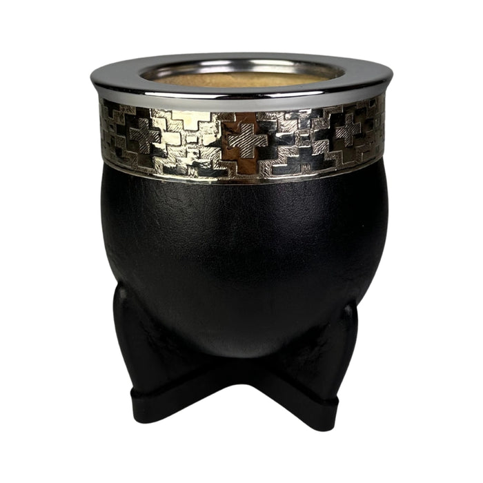 Mate Imperial De Calabaza Con Cuero y Virola De Alpaca Con Bombilla