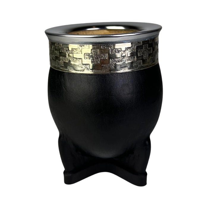 Mate Imperial De Calabaza Con Cuero y Virola De Alpaca Con Bombilla