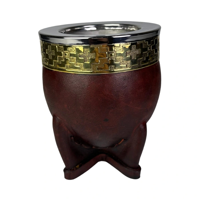 Mate Imperial Deluxe Con Cuero Interior Acero Inoxidable Con Virola De Alpaca Con Bombilla