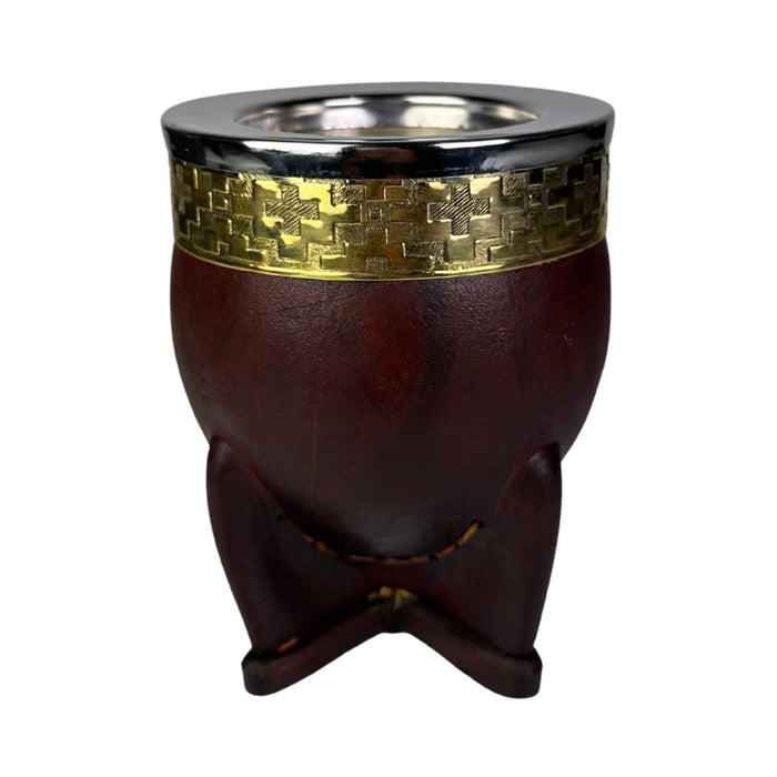 Mate Imperial Deluxe Con Cuero Interior Acero Inoxidable Con Virola De Alpaca Con Bombilla