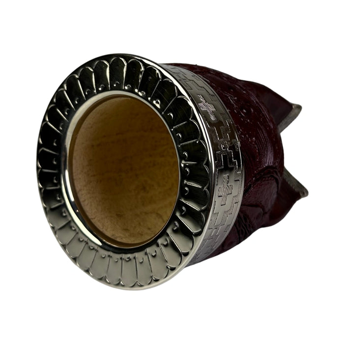 Mate Imperial Rey Borravino de Calabaza Cuero Labrado con Alpaca Con Bombilla