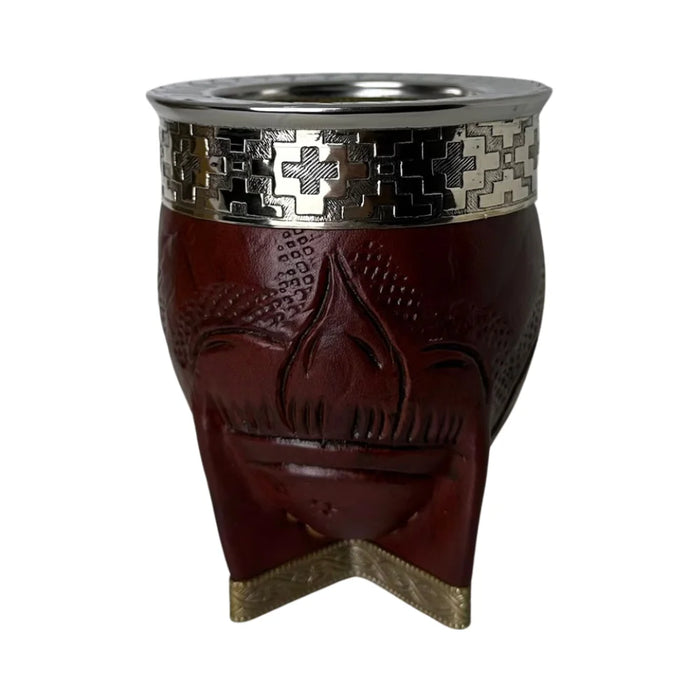 Mate Imperial Rey de Calabaza Cuero Labrado con Alpaca Con Bombilla