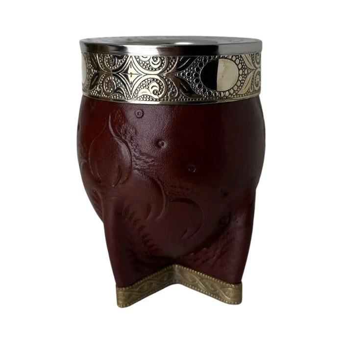 Mate Imperial Rey de Calabaza Cuero Labrado con Alpaca Con Bombilla