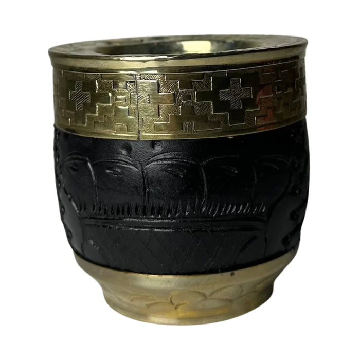 Mate Imperial Roma Con Cuero Labrado Base Y Virola De Alpaca Con Bombilla