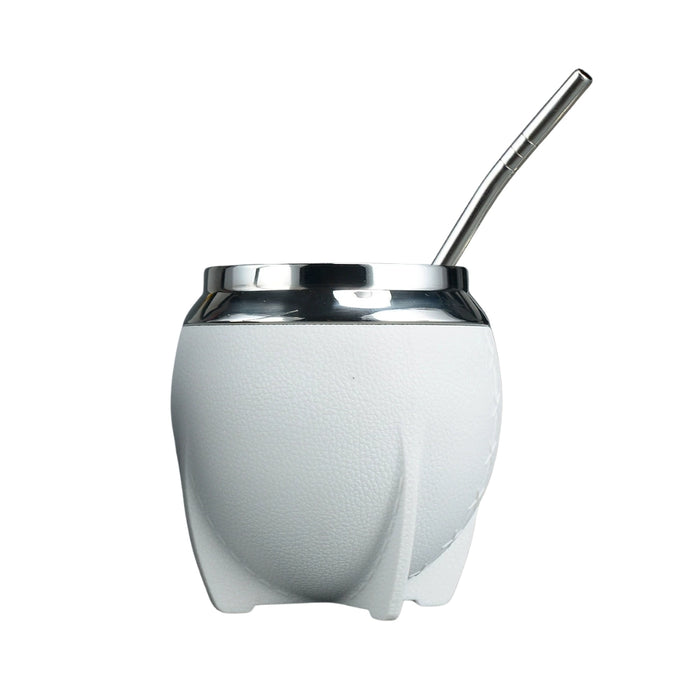 Mate Torpedo Térmico Blanco con Interior de Acero Inoxidable Con Bombilla
