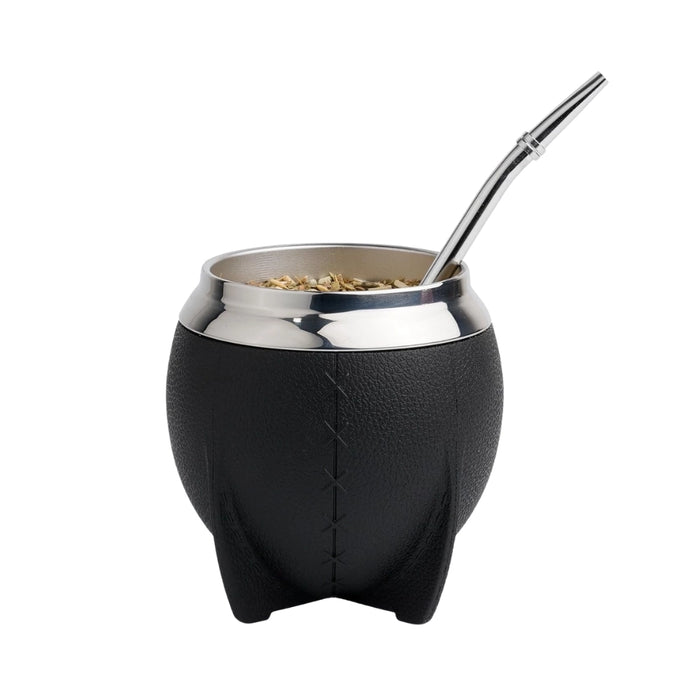 Mate Torpedo Térmico Negro con Interior de Acero Inoxidable Con Bombilla