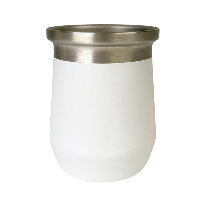 Mate Termico Acero Inoxidable 280 ML Blanco Con Bombilla