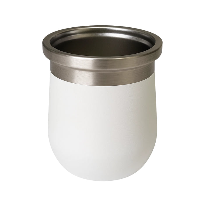 Mate Termico Acero Inoxidable 280 ML Blanco Con Bombilla