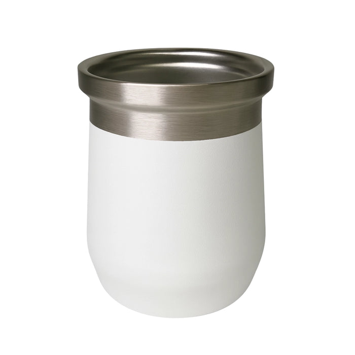 Mate Termico Acero Inoxidable 280 ML Blanco Con Bombilla