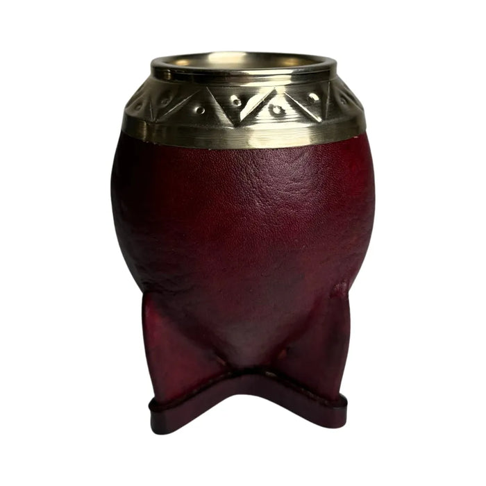 Mate Torpedo Borravino De Calabaza Con Virola De Alpaca Cincelada Con Bombilla