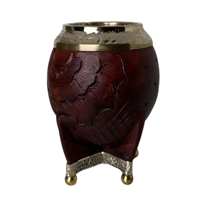 Mate Torpedo Borravino de Calabaza con Virola Cincelada Con Bombilla