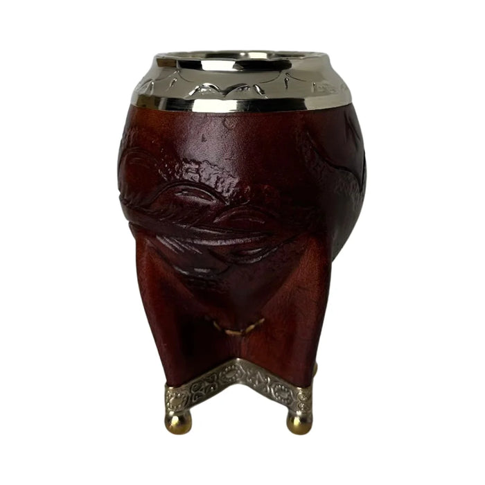 Mate Torpedo Borravino de Calabaza con Virola Cincelada Con Bombilla