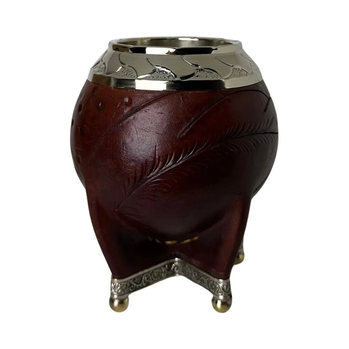 Mate Torpedo Borravino de Calabaza con Virola Cincelada Con Bombilla