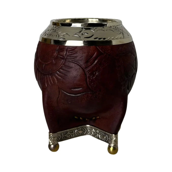 Mate Torpedo Borravino de Calabaza con Virola Cincelada Con Bombilla