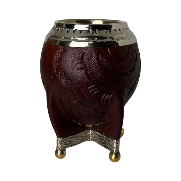 Mate Torpedo Borravino de Calabaza con Virola Cincelada Con Bombilla